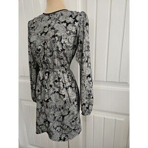 Michael Kors Silver Metallic Paisley Flounce Mini Dress Sz 2X Elastic Waist